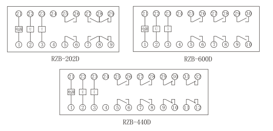 RZB-D導軌式防跳繼(jì)電器 內部接線圖