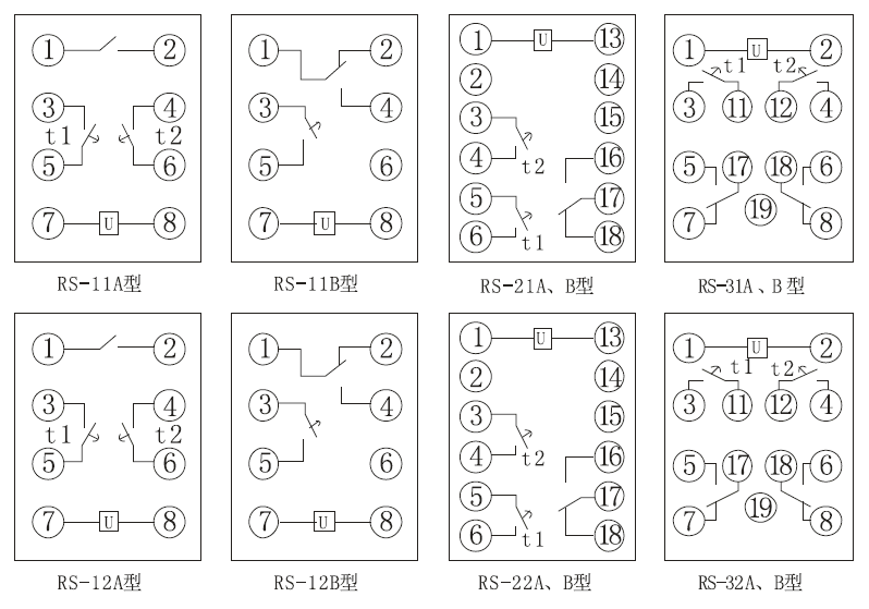 RS係（xì）列時間繼電器內部接線圖（tú）