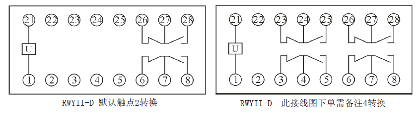 RWYII-D係列電壓繼電器內部接線圖