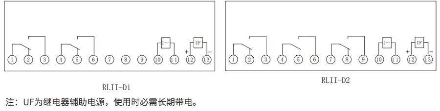 RLII-D係列靜態電流繼電器內(nèi)部接線圖