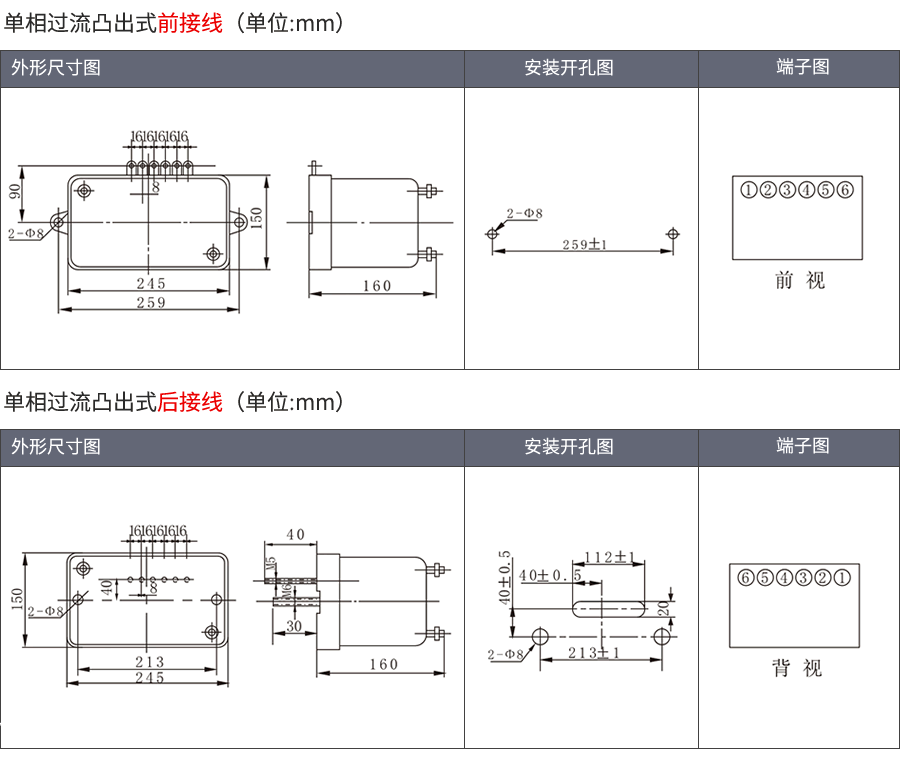 JGL-12凸出式固定安裝結構外形尺寸
